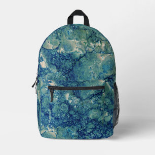 Mochila Impresa Textura azul de mármol verde Verde azulado