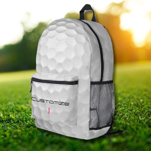 Mochila Impresa Textura de Bola de Golf Blanca con Nombre y Número