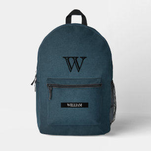Mochila Impresa Textura de cuero Nombre de monograma negro