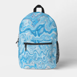 Mochila Impresa Textura de mármol azul de glaciar helado abstracto