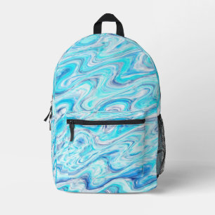 Mochila Impresa Textura de mármol de onda azul océano abstracto lí