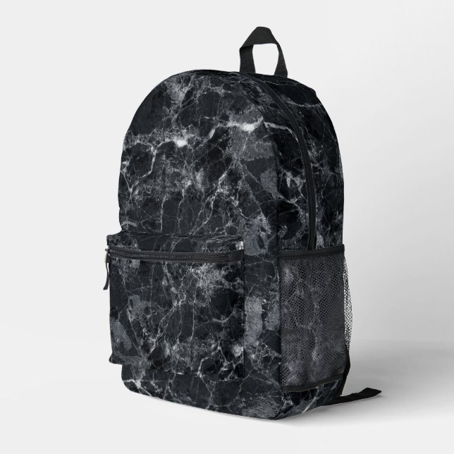Mochila Impresa Textura de mármol negro (Esquina derecha trasera )