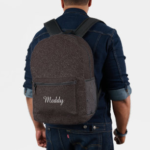 Mochila Impresa textura de purpurina negro monogramado sólido