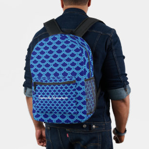 Mochila Impresa Textura de Sirena Azul Marino