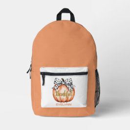 Mochila Impresa Thankful Pumpkin with Polka Dot Bow Personalized