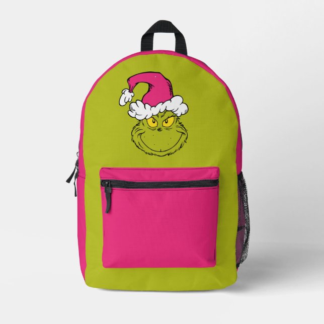 Mochila Impresa The Grinch in Pink Santa Hat (Anverso)