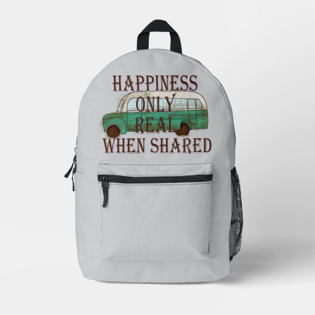 Mochila Impresa The Magic Bus: Happiness Only Real When Shared -  (Anverso)