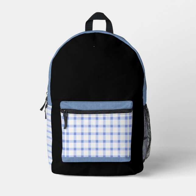 Mochila Impresa The Modern Classic — Blue & White Gingham (Anverso)