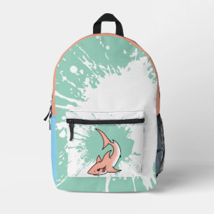 Mochila Impresa tiburón rosa semana dibujos animados tatuaje arte