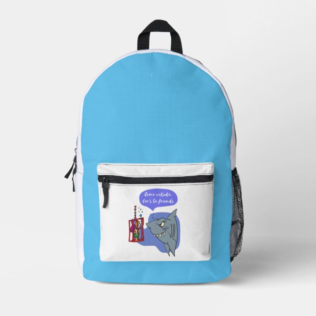 Mochila Impresa tiburón, seamos amigos (Anverso)