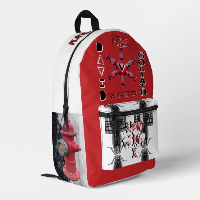 Mochila Impresa Tiempos Finales Rojos  (Esquina izquierda trasera)