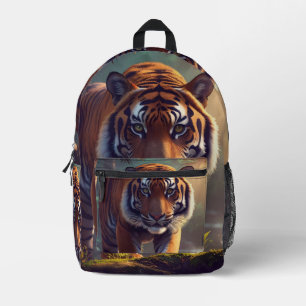 Mochila Impresa Tigre Majestuoso En El Bosque