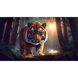 Mochila Impresa Tigre Majestuoso En El Bosque