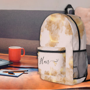 Mochila Impresa Tijeras Doradas Elegantes Peluquería Rubor Rosa Ca