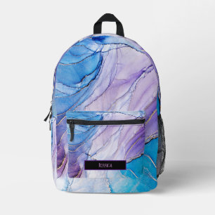 Mochila Impresa Tinta moderna morada y azul de alcohol de color mo