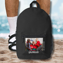 Mochila Impresa Tipografía Blanca Negrita Foto Establecida Abuelo