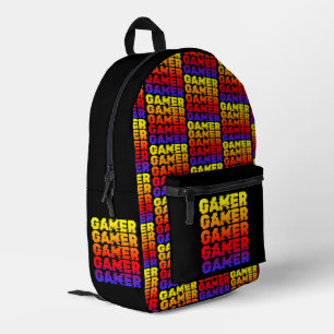 Mochila Impresa Tipografía Colorida Para Jugadores De Juegos
