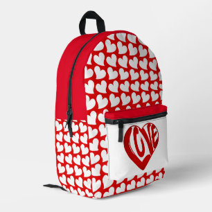 Mochila Impresa Tipografía de Corazones y Amor de Moda Estilo Rojo