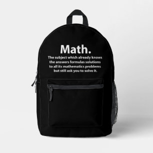 Mochila Impresa Tipografía Divertida de Matemáticas