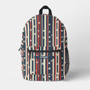 Mochila Impresa Tiras rojas, blancas y azules con estrellas (2)