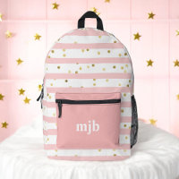 Tiras y puntos rosados con Chicas monogramas