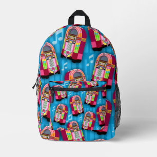 Mochila Impresa Tocadiscos Divertidos Feliz Patrón de los Cincuent