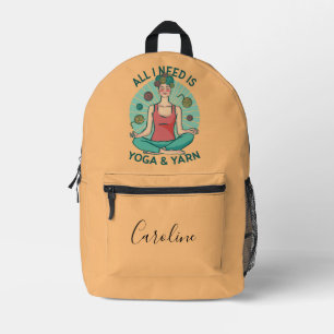 Mochila Impresa Todo lo que necesito es yoga y frases de yarne