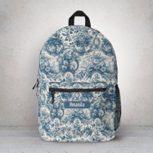 Toile de Jouy Floral Monograma Azul Vintage