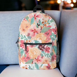 Mochila Impresa Tono de tierra boho amarillo floral vintage botáni