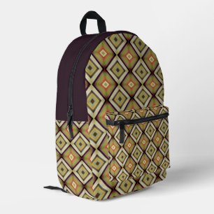 Mochila Impresa Tonos Cálidos Geométricos Divertidos