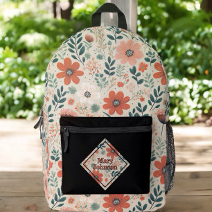Mochila Impresa Tonos de boho silvestre florecientes personalizado