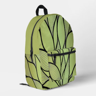 Mochila Impresa Tonos Verde Oliva Patrón Creativo de Hojas