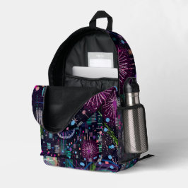 Mochila Impresa Tormenta de nieve cósmica: arte abstracto maximali