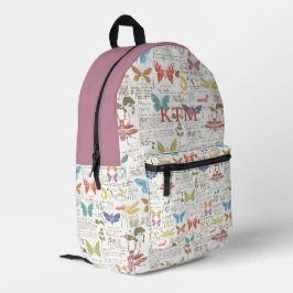 Mochila Impresa Tornillo de Mariposa Vintage Personalizado Rosa