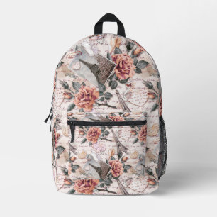 Mochila Impresa Torre Eiffel, Flores y cartas escritas a mano