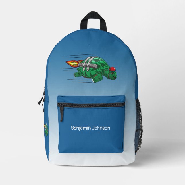 Mochila Impresa Tortuga Cohete (Anverso)