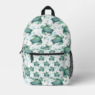 Mochila Impresa tortuga marina acuarela verde azul patrón animal