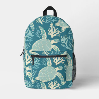 Mochila Impresa Tortuga minimalista y arte de coral