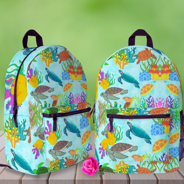 Mochila Impresa Tortugas del Mar Verde De Vuelta A Niños Coloridos (Subido por el creador)