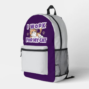 Mochila Impresa Trabajo para mi gato – regalo divertido para dueño