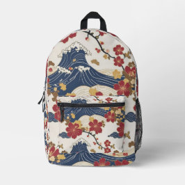 Mochila Impresa Traditional Japanese Kimono Pattern Backpack