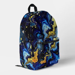 Mochila Impresa Trazos vibrantes de azul y oro 4