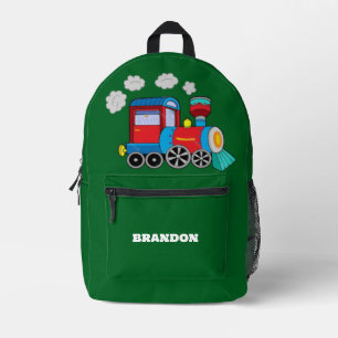 Mochila Impresa Tren para Niños Azul Nombre Personalizado