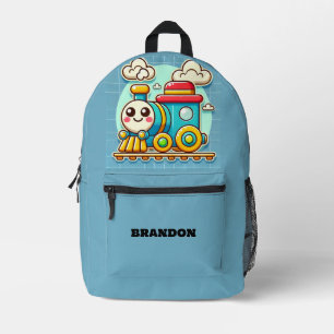 Mochila Impresa Tren para niños azul personalizado