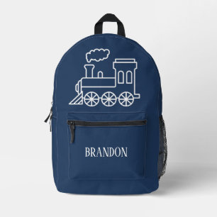 Mochila Impresa Tren para niños azul personalizado con nombre