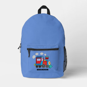 Mochila Impresa Tren para niños azul personalizado con nombre