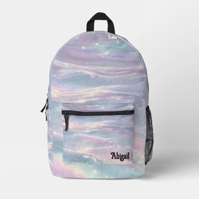 Mochila Impresa Trendy Opal Iridescent Holographic School Backpack (Anverso)