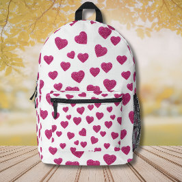 Mochila Impresa Trendy Valentine Pink Glitter Hearts on White