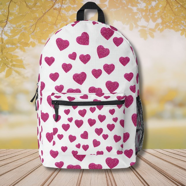 Mochila Impresa Trendy Valentine Pink Glitter Hearts on White (Subido por el creador)