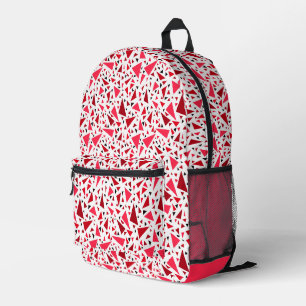Mochila Impresa triángulos rojos de crimson sobre fondo retro blan